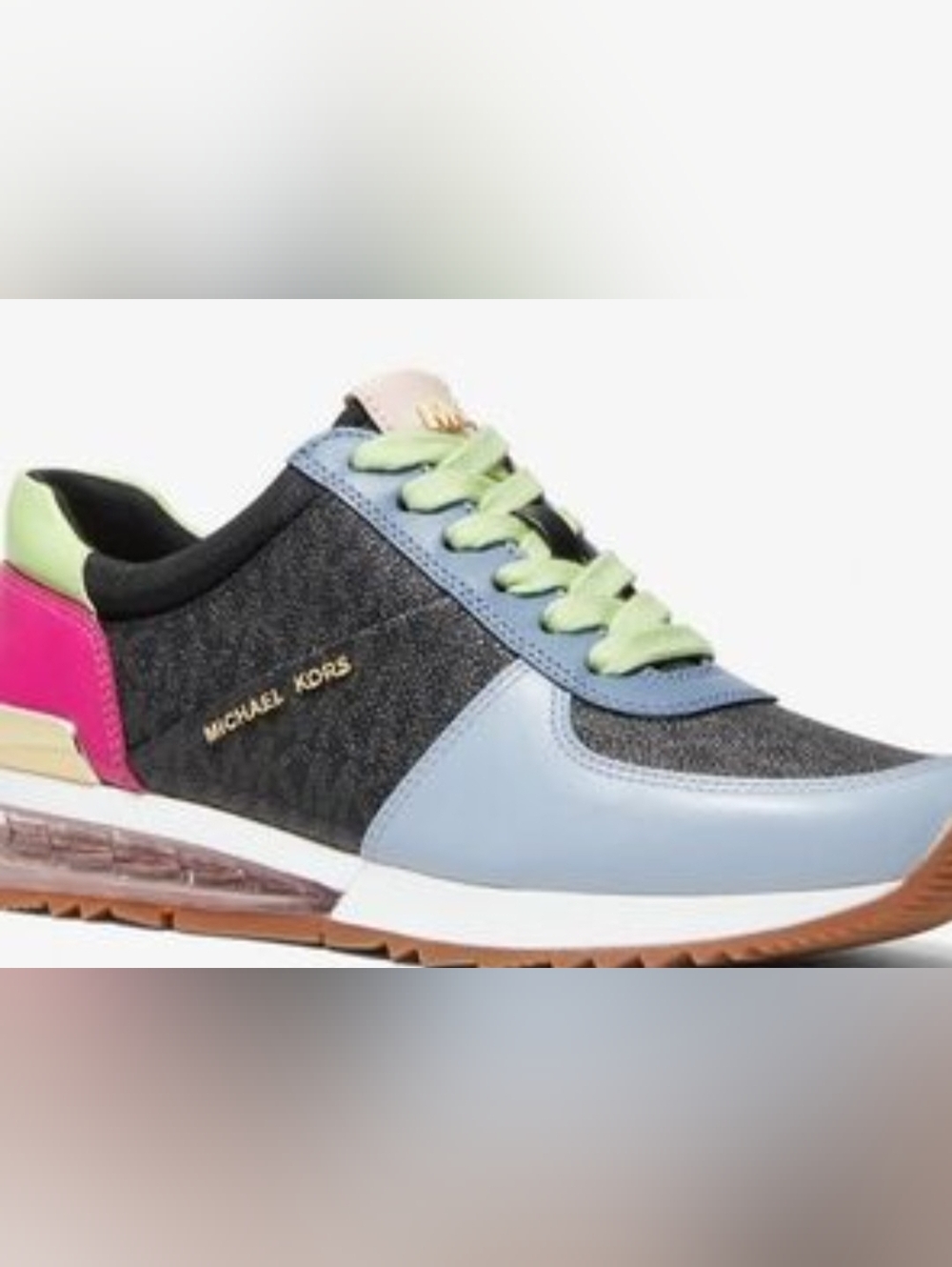 Michael Kors Black & Light Blue Sneaker with Lime Green Laces